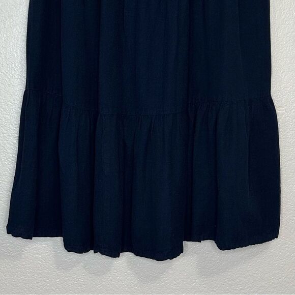 Anthology Linen Blend Navy Blue Tiered Midi Skirt - Picture 3 of 12